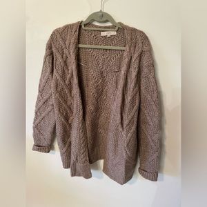 Brown cable knit cardigan